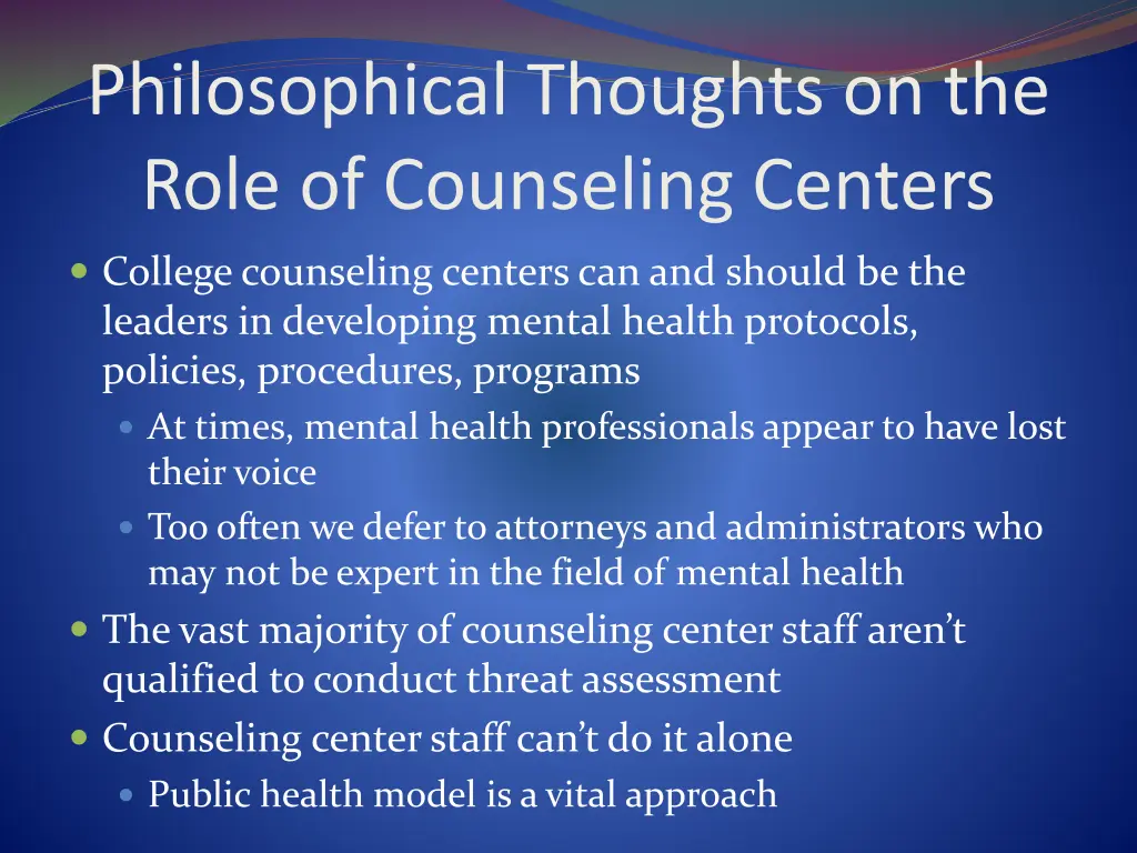 philosophical thoughts on the role of counseling