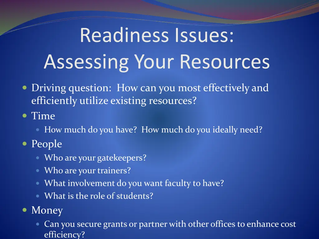 readiness issues assessing your resources