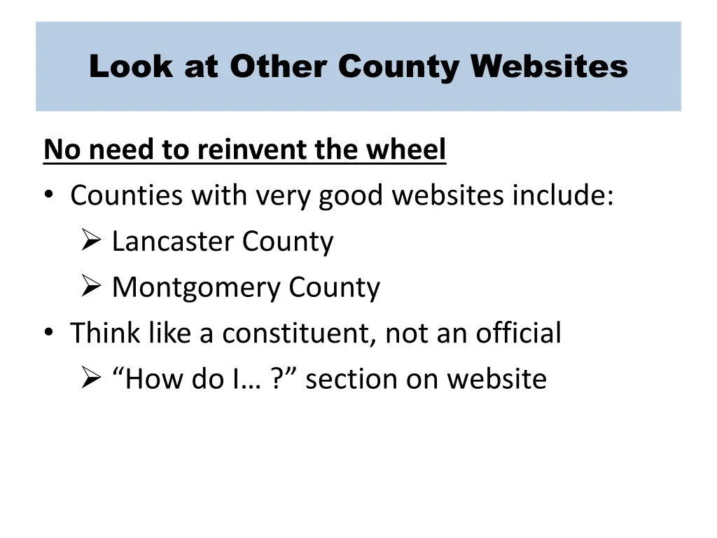 look at other county websites