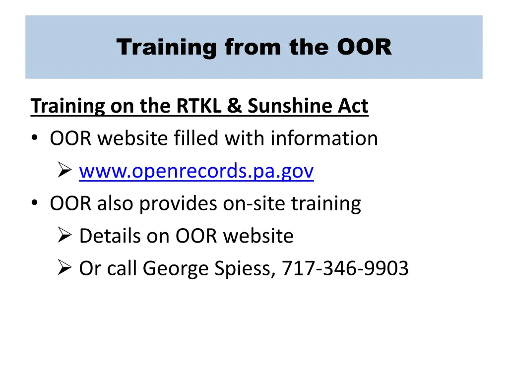 training from the oor