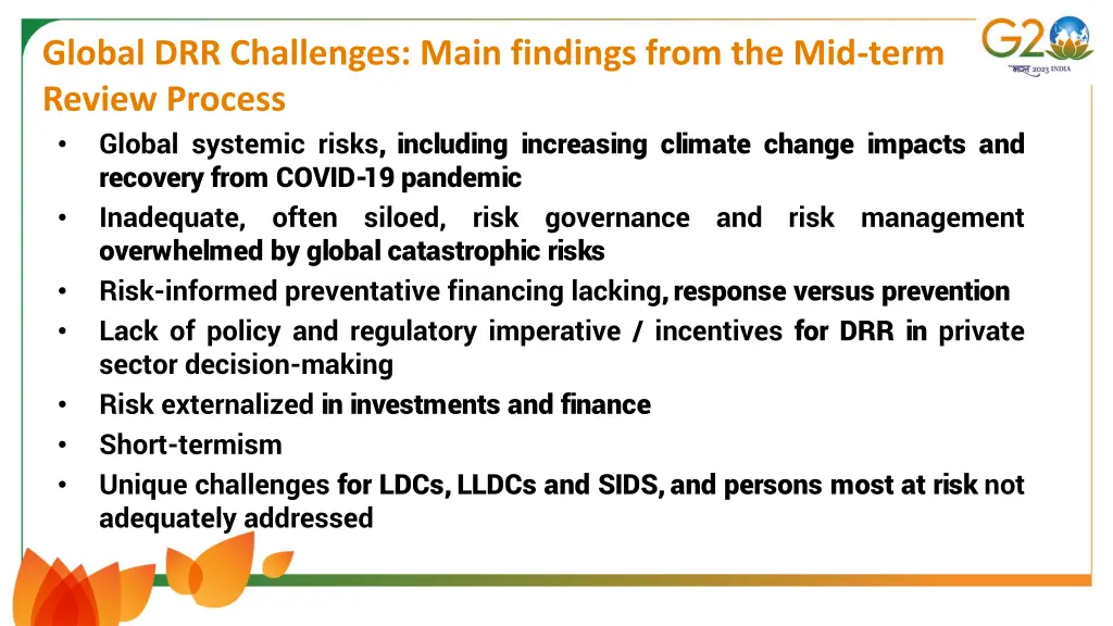 global drr challenges main findings from