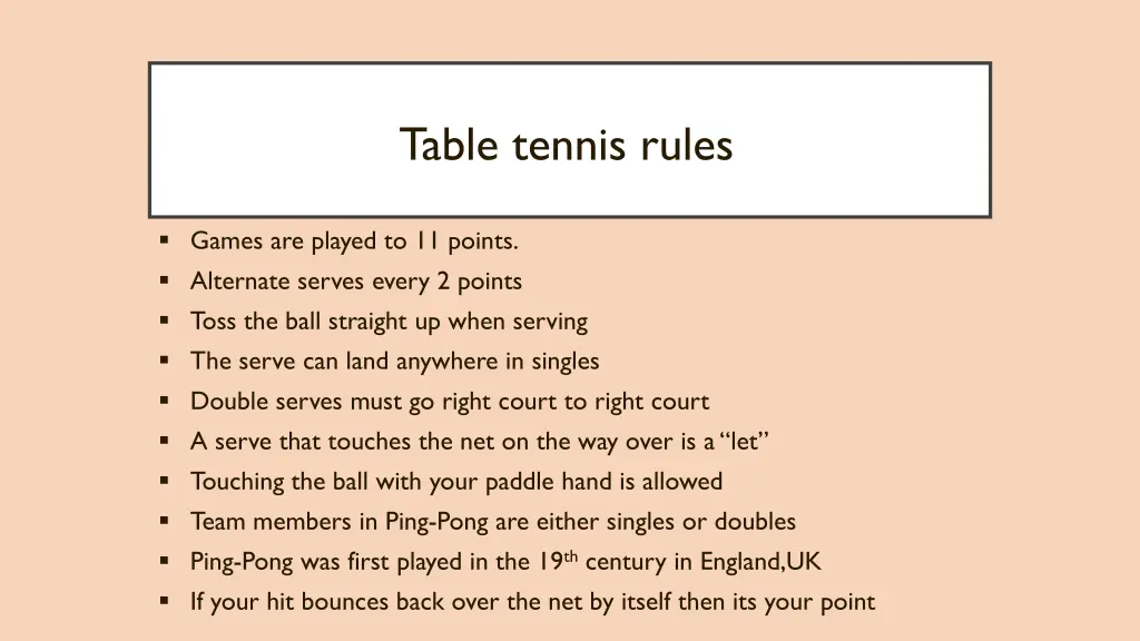 table tennis rules