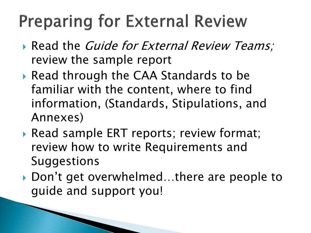 read the guide for external review teams review
