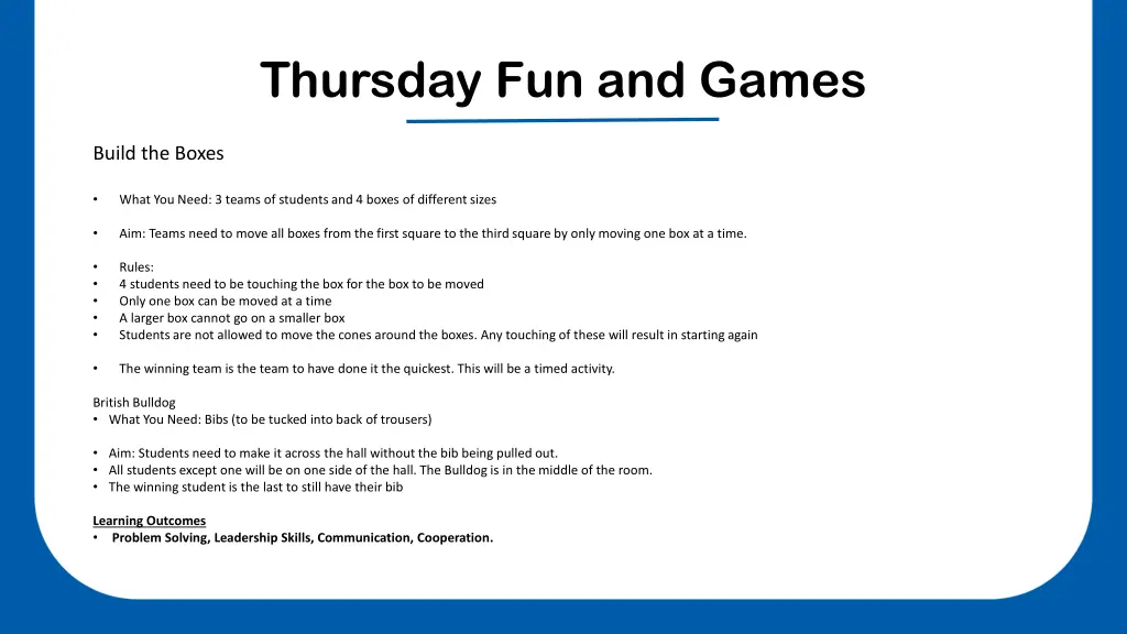 thursday fun and games