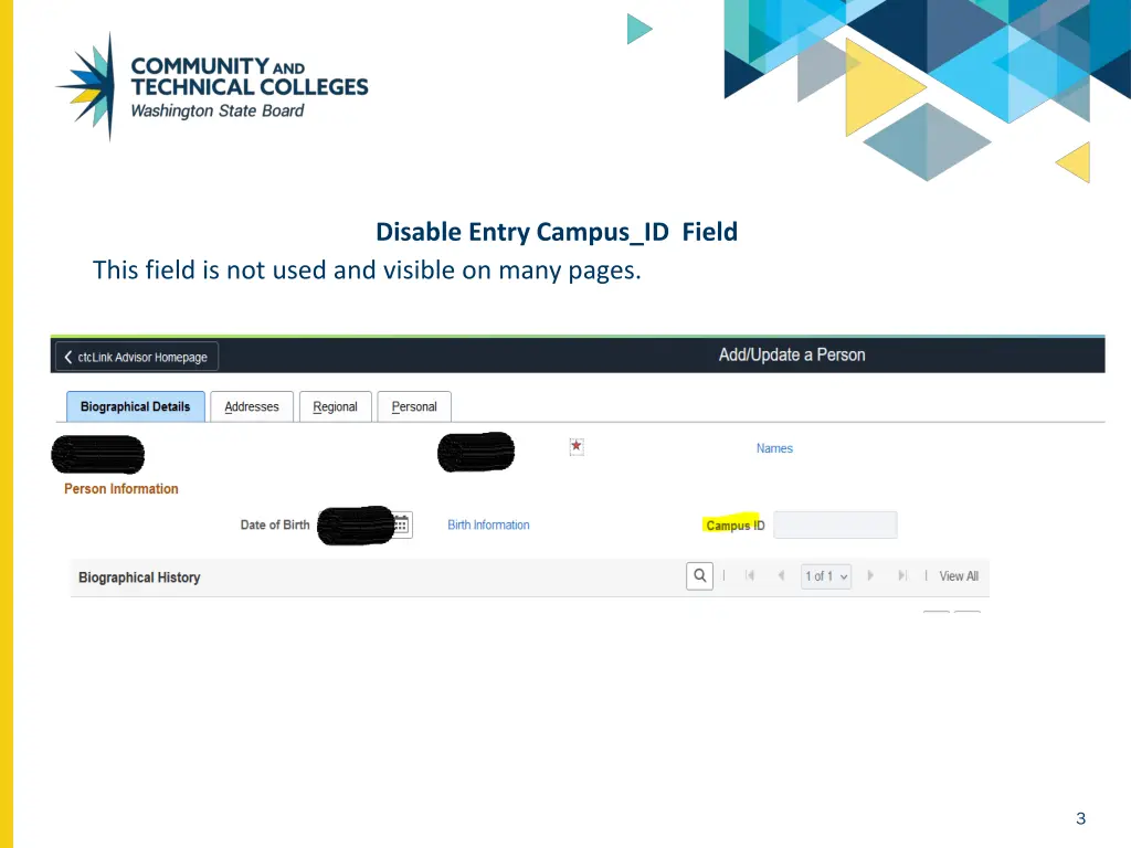 disable entry campus id field