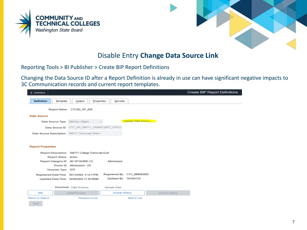 disable entry change data source link