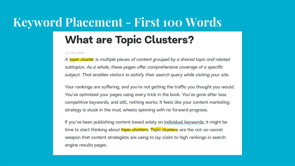 keyword placement first 100 words