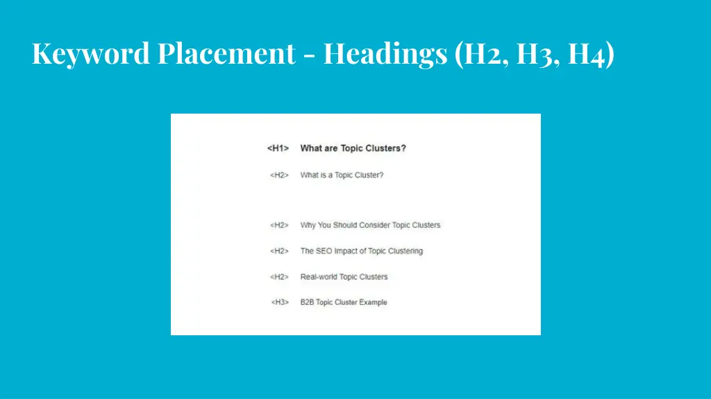 keyword placement headings h2 h3 h4