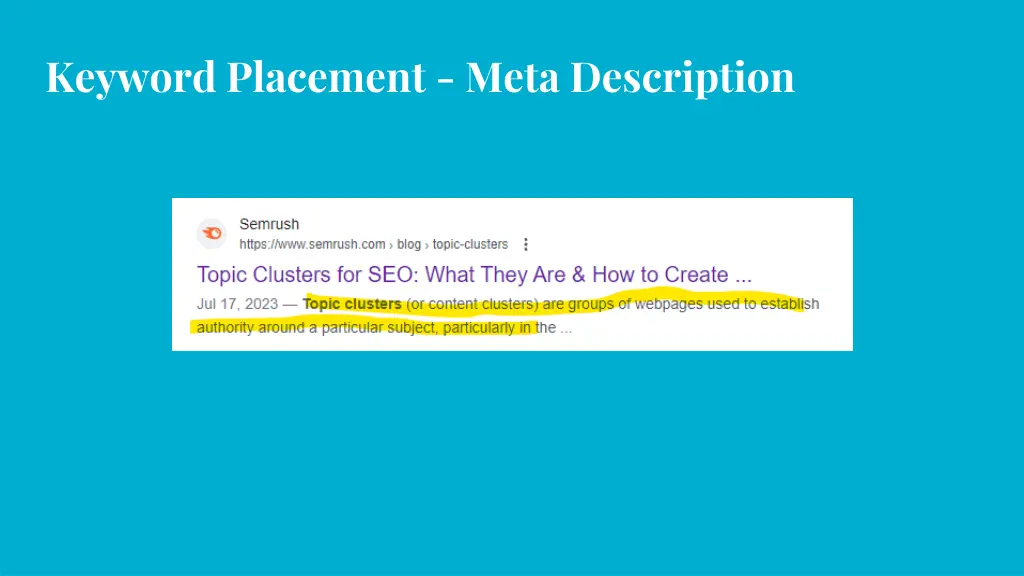 keyword placement meta description