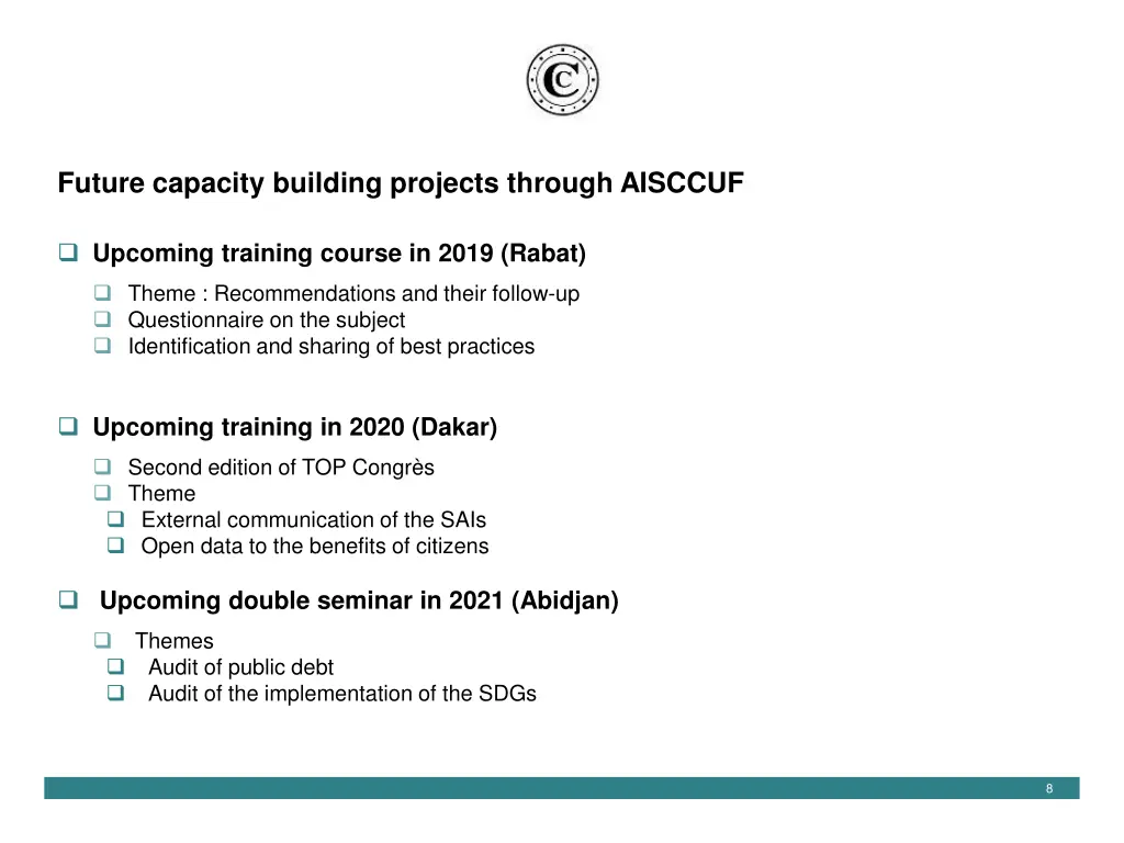 future capacity building projects through aisccuf