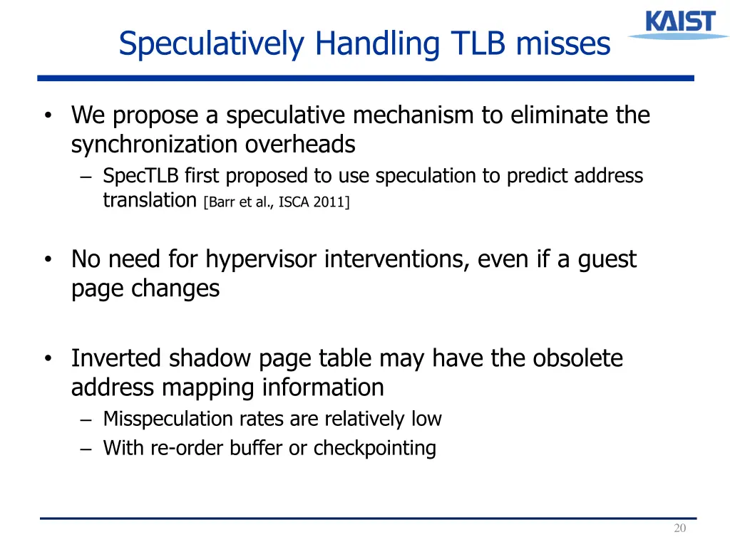 speculatively handling tlb misses