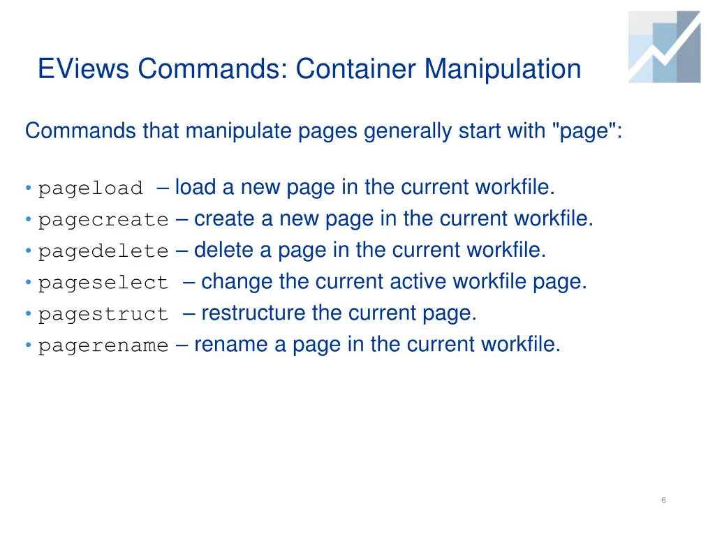 eviews commands container manipulation 1