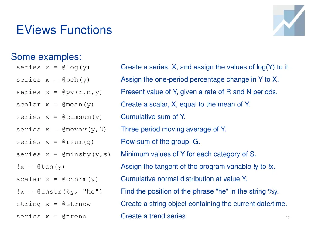 eviews functions 2