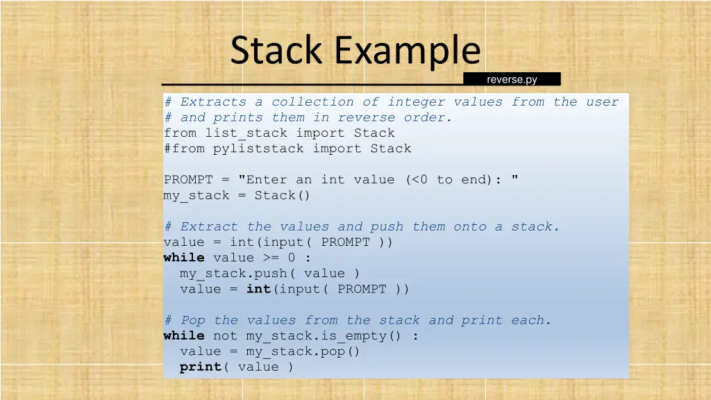 stack example