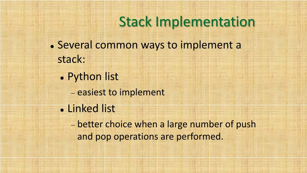 stack implementation