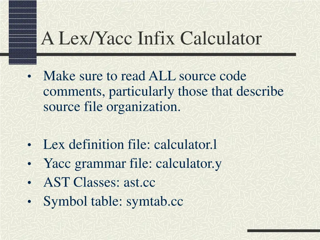 a lex yacc infix calculator 2