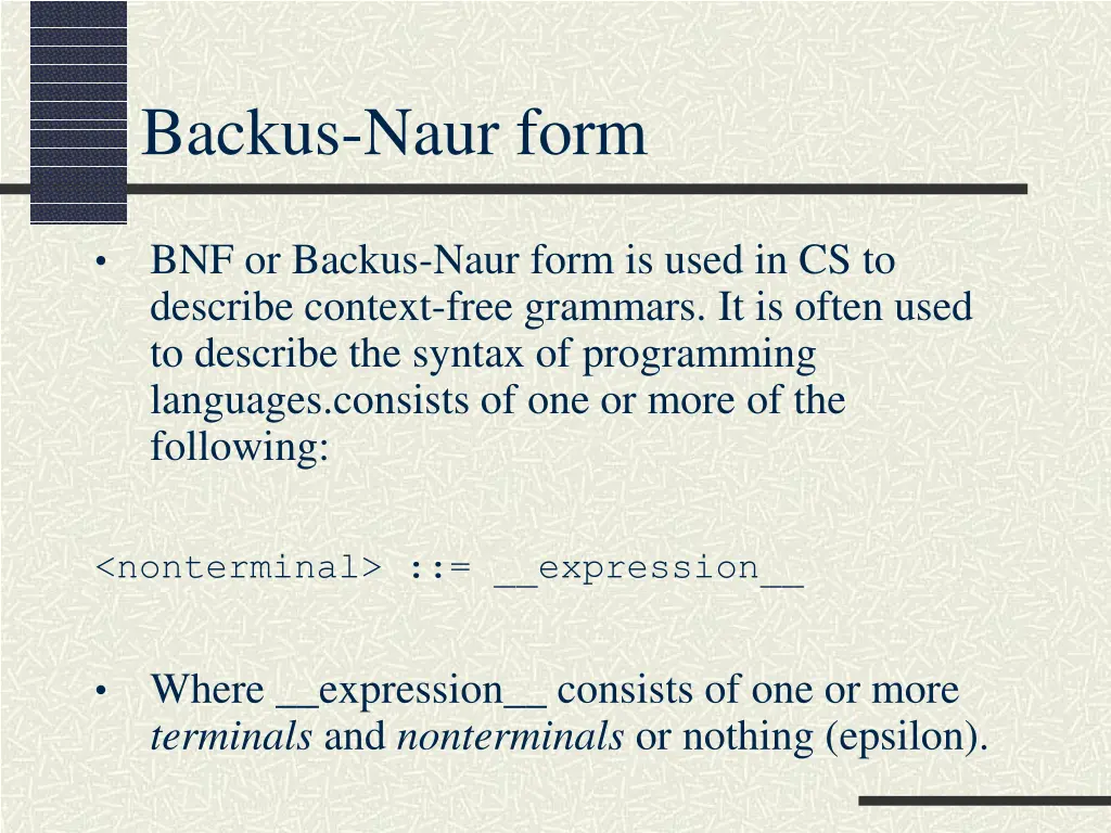 backus naur form