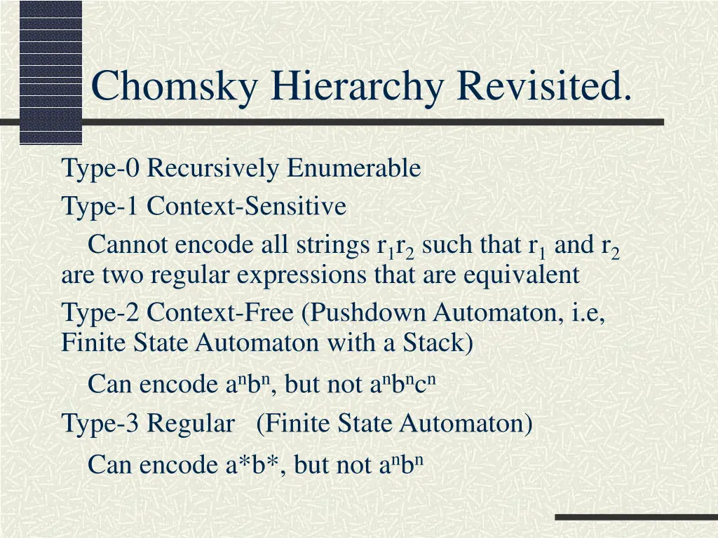 chomsky hierarchy revisited