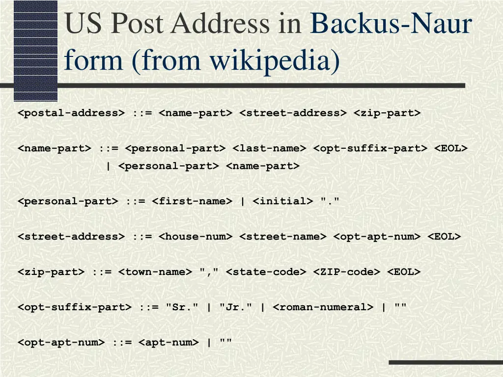 us post address in backus naur form from wikipedia