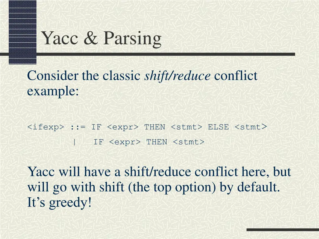 yacc parsing 5