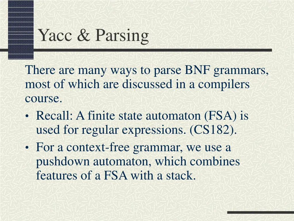 yacc parsing