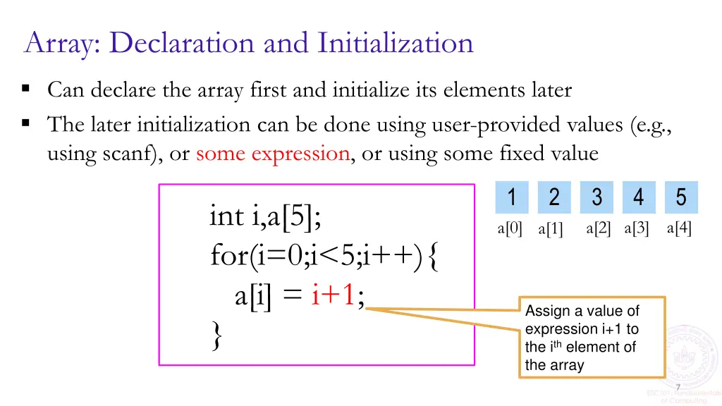 array declaration and initialization 2