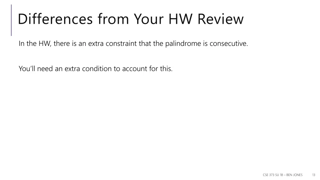 differences from your hw review