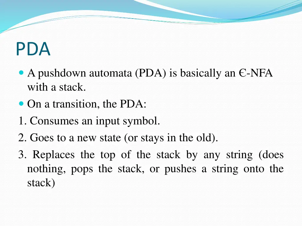 pda a pushdown automata pda is basically