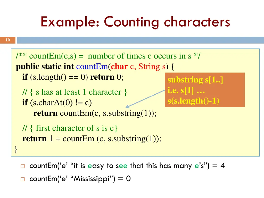 example counting characters