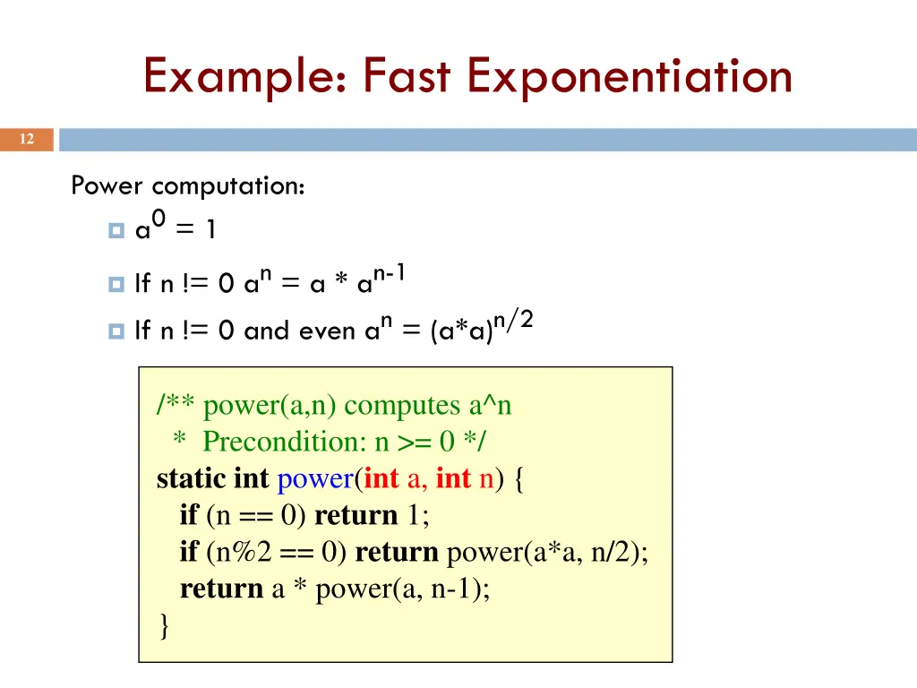 example fast exponentiation