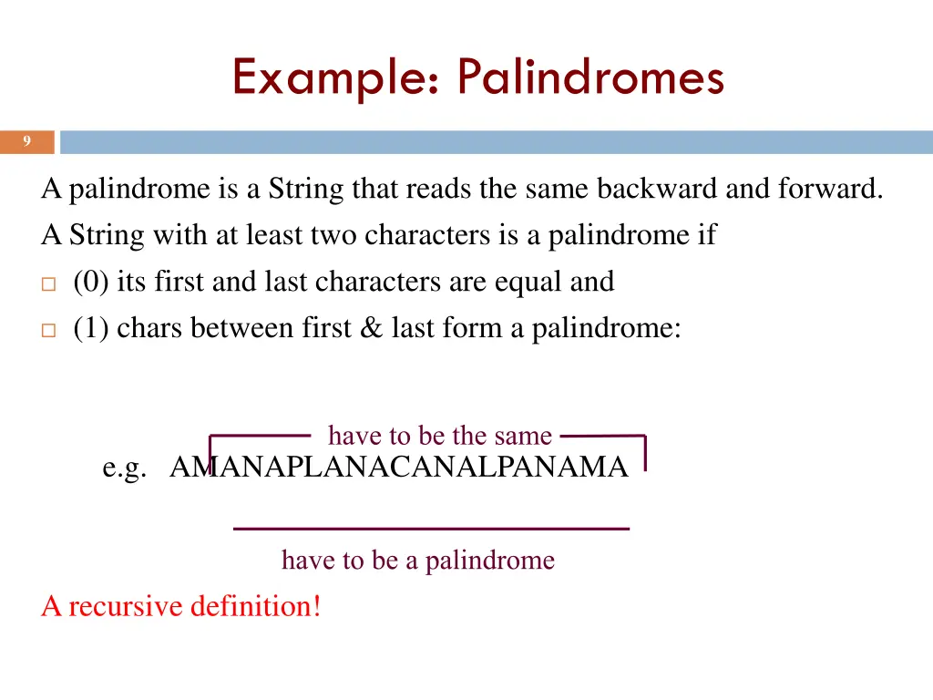 example palindromes