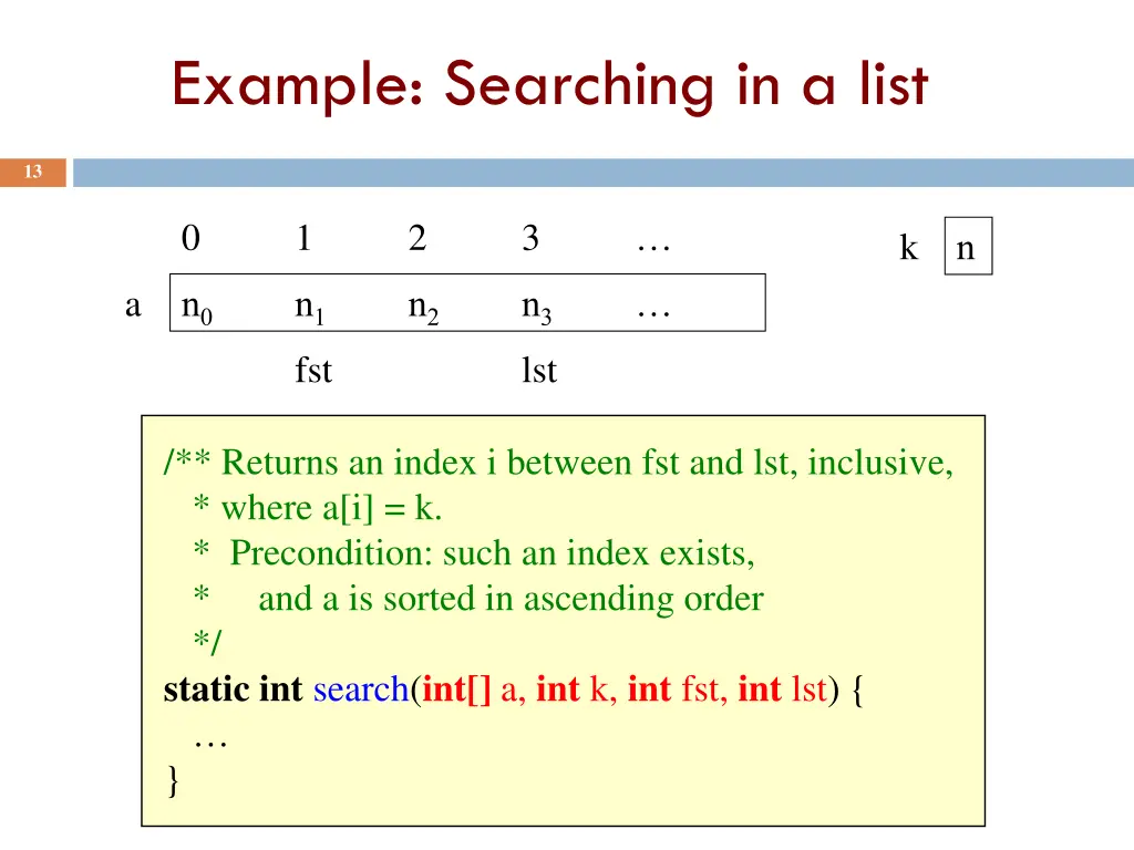 example searching in a list