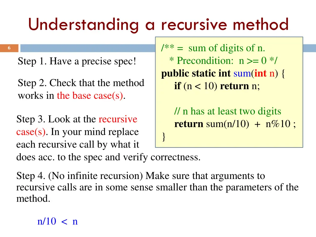 understanding a recursive method 2