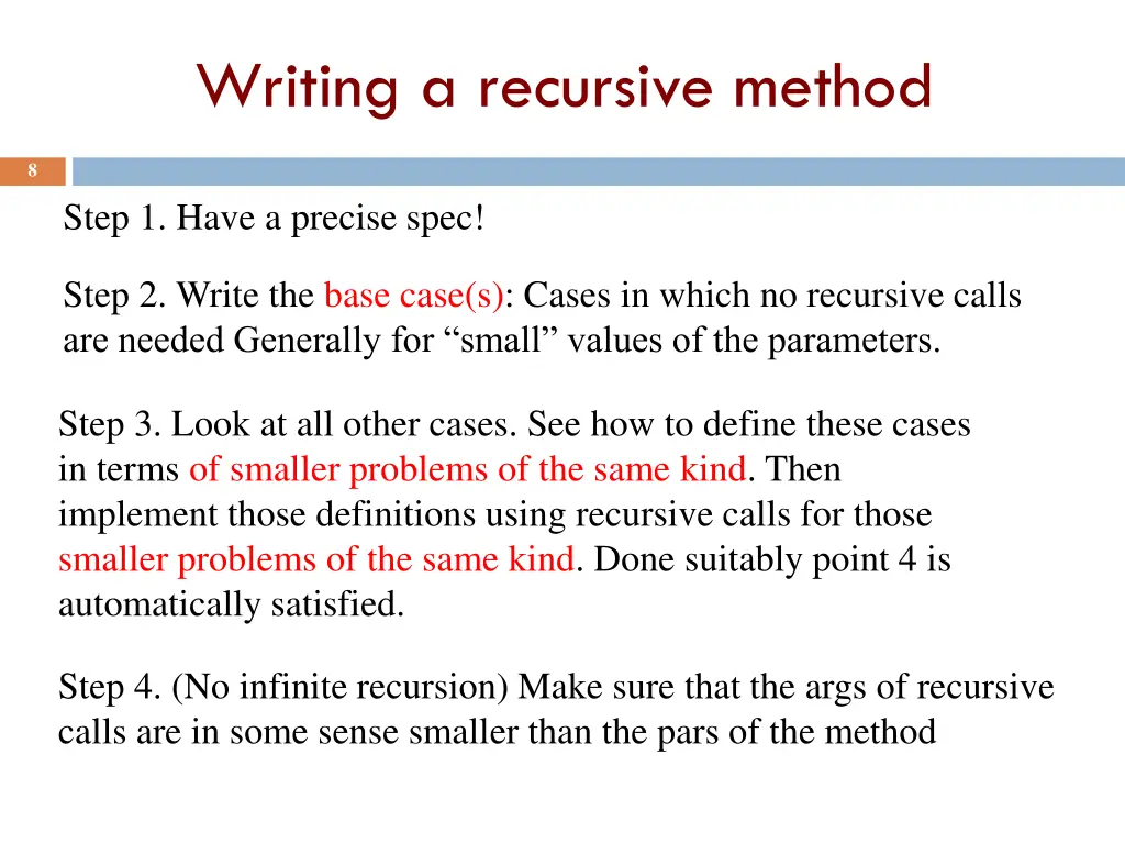 writing a recursive method