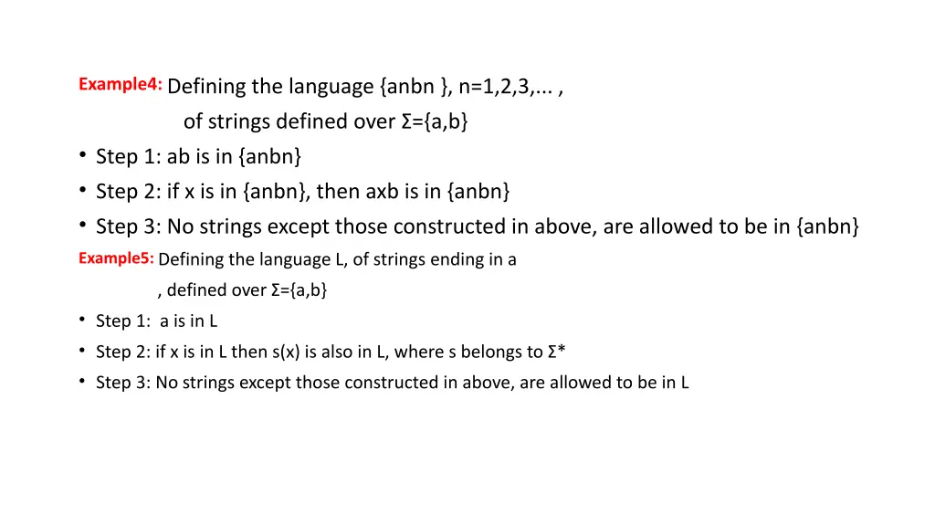 example4 defining the language anbn