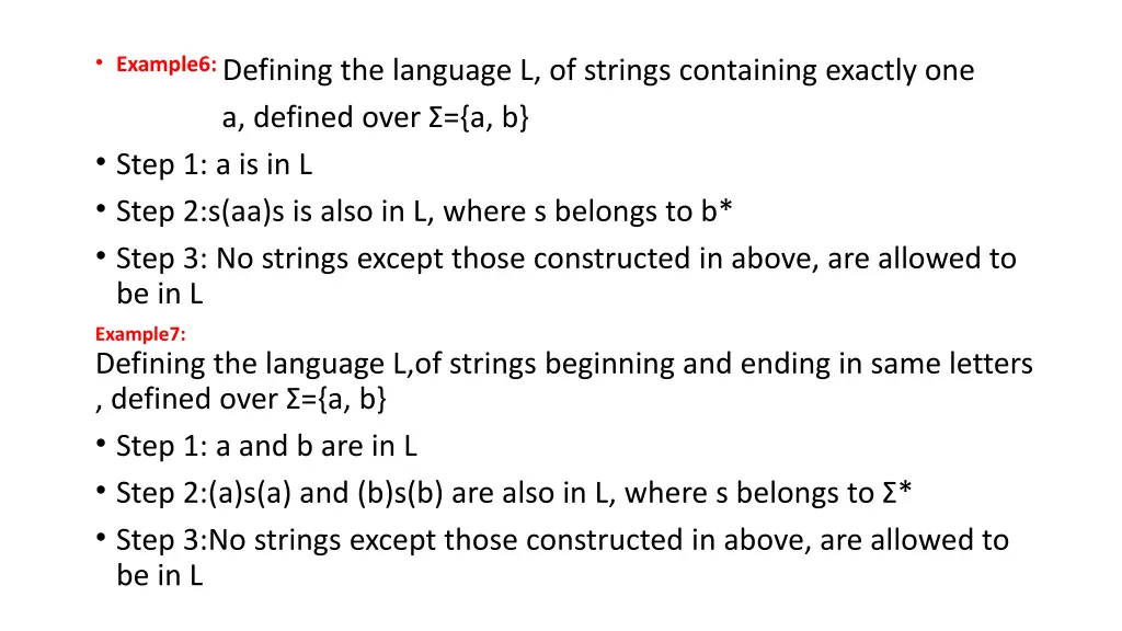 example6 defining the language l of strings