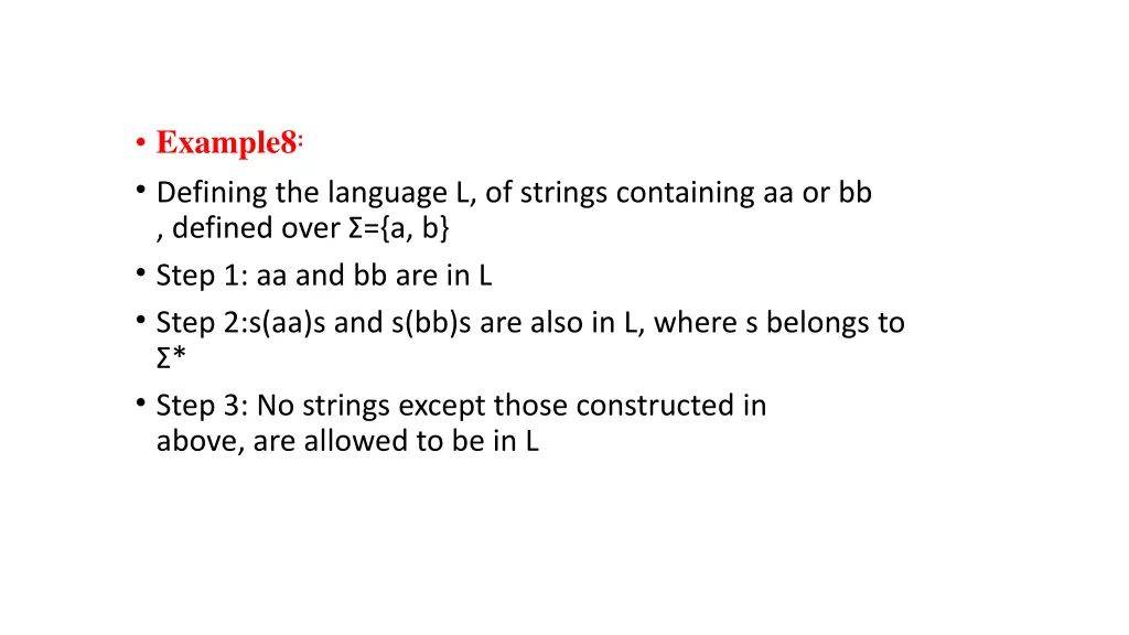 example8 defining the language l of strings