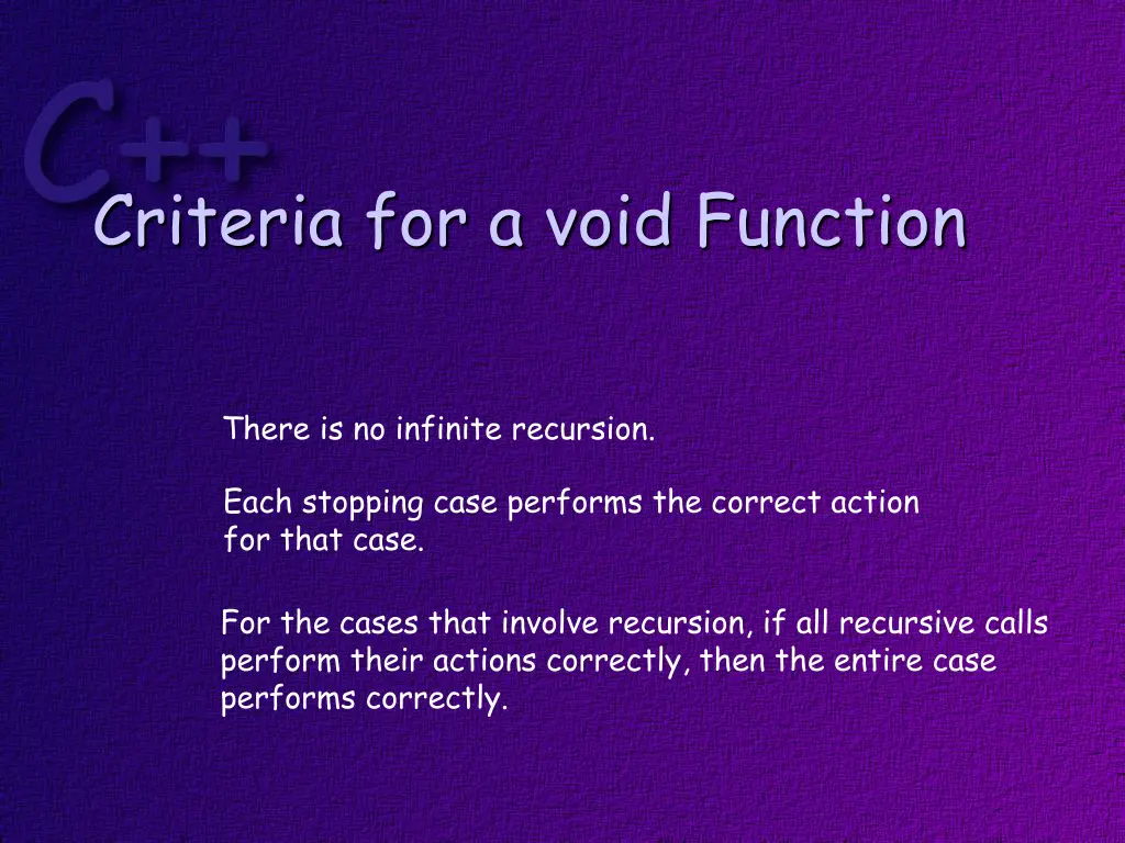 criteria for a void function