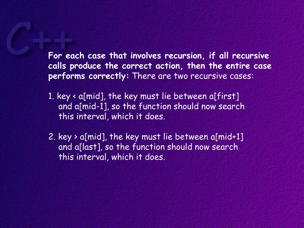 for each case that involves recursion