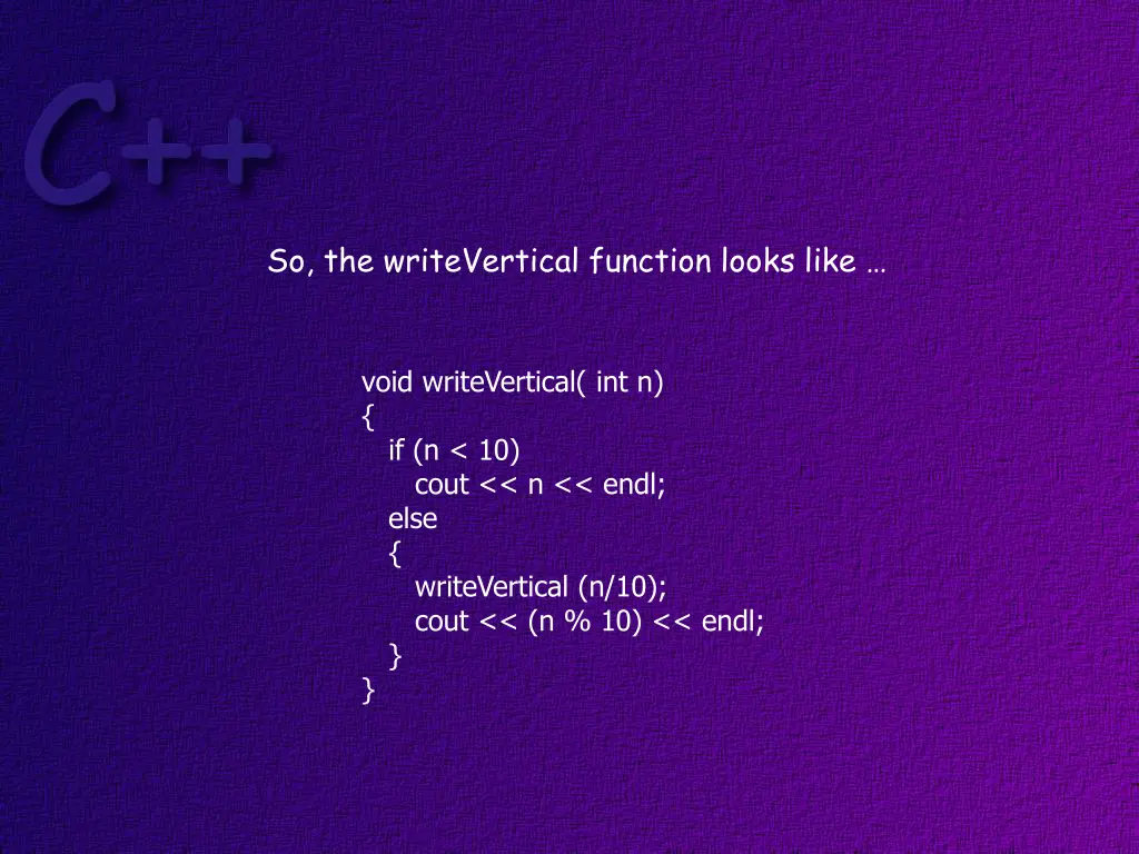 so the writevertical function looks like