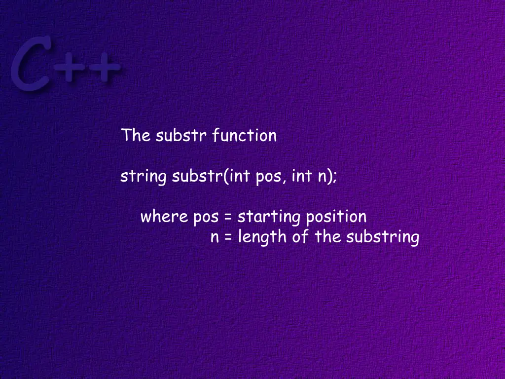 the substr function