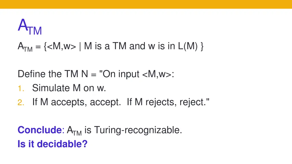 a tm a tm m w m is a tm and w is in l m 3