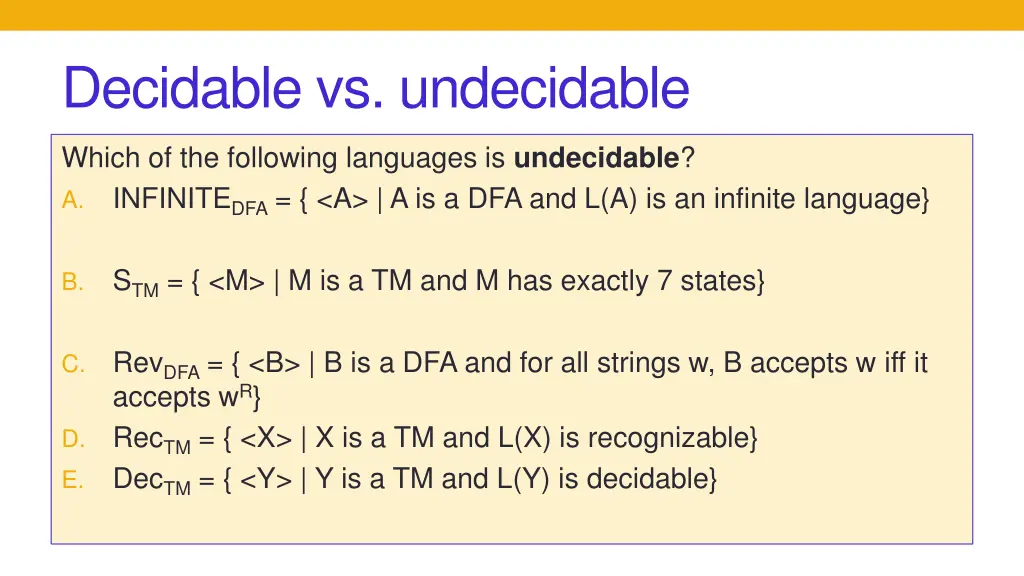 decidable vs undecidable