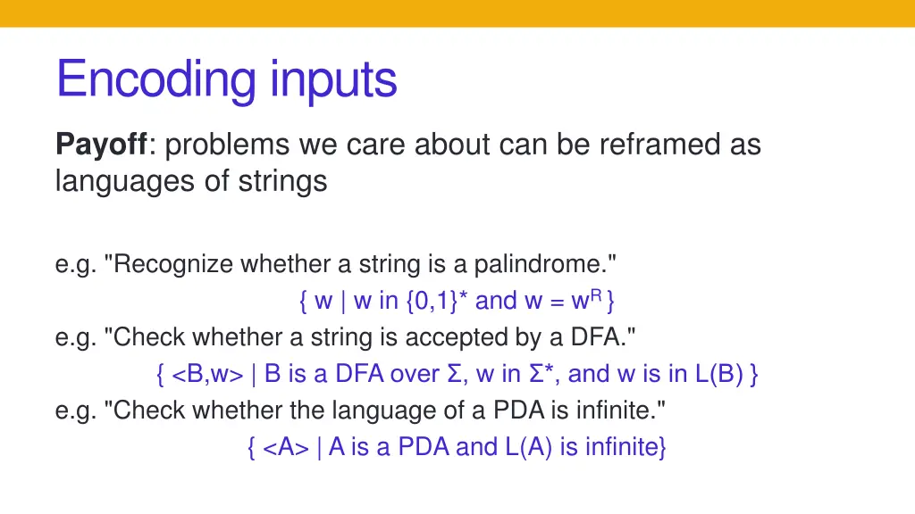 encoding inputs