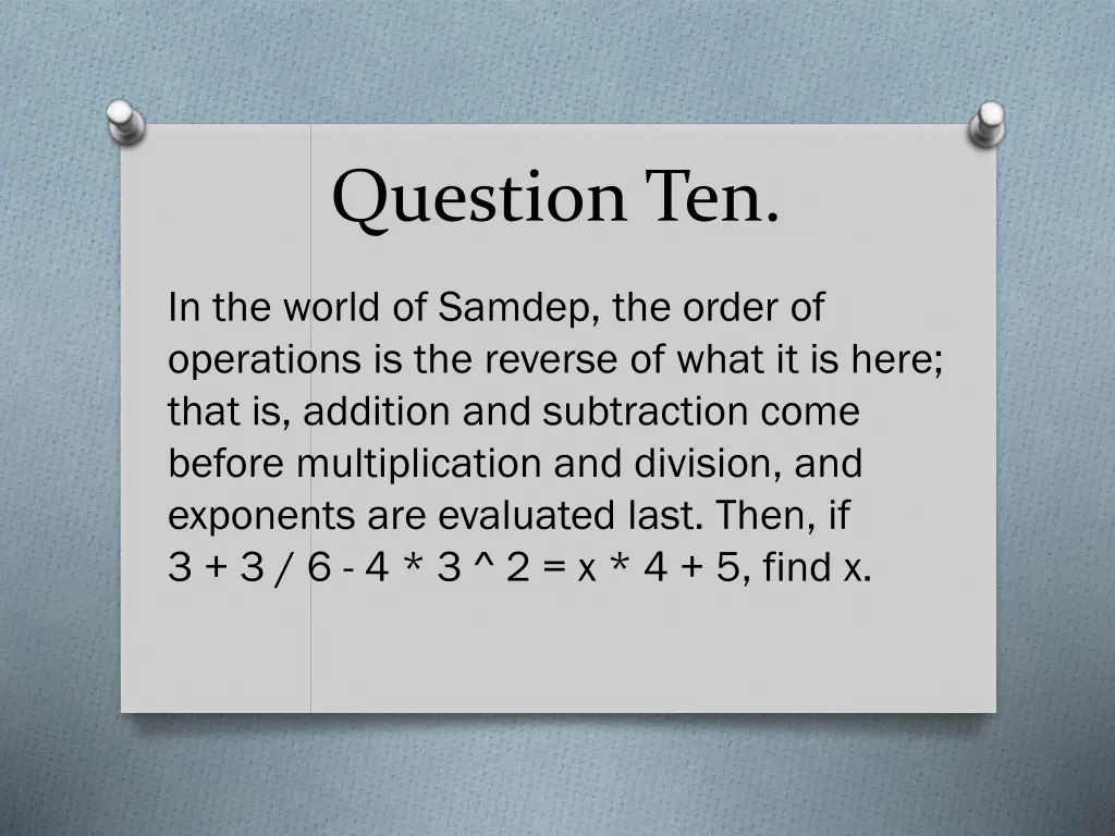 question ten 1