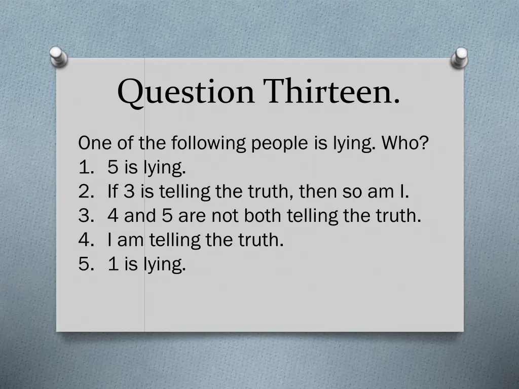 question thirteen 1