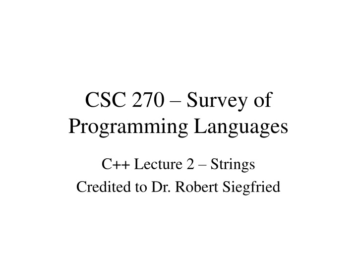 csc 270 survey of programming languages