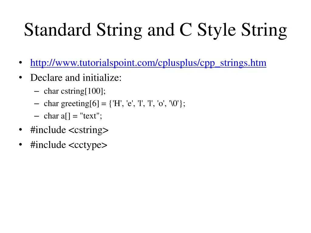 standard string and c style string