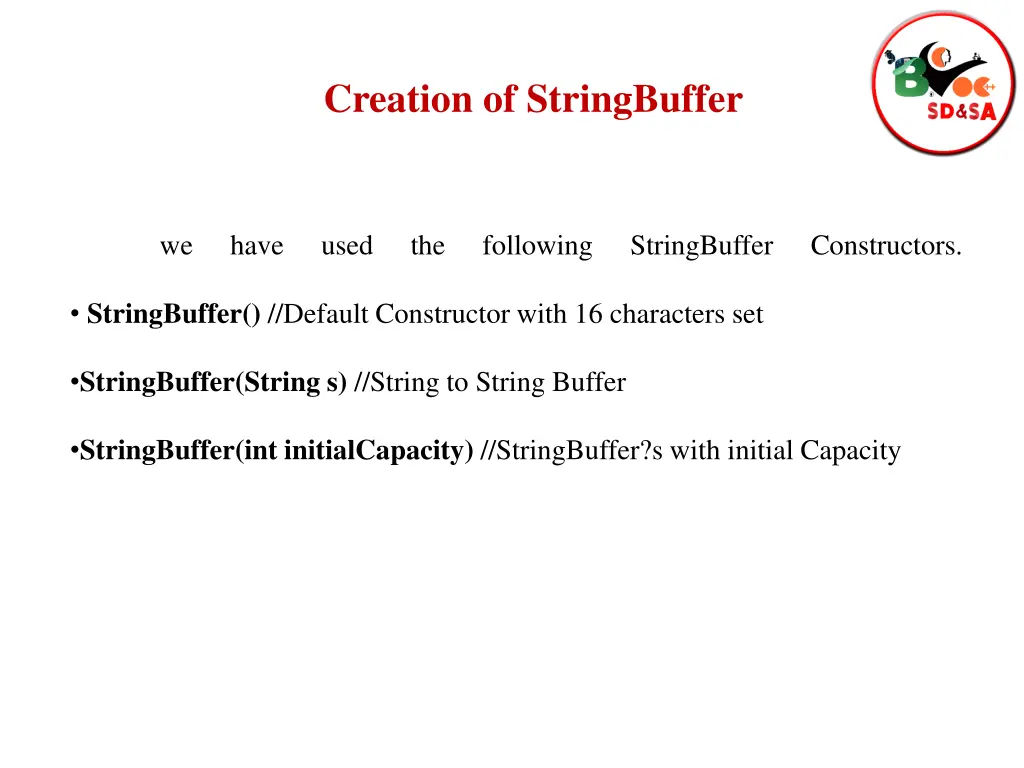 creation of stringbuffer