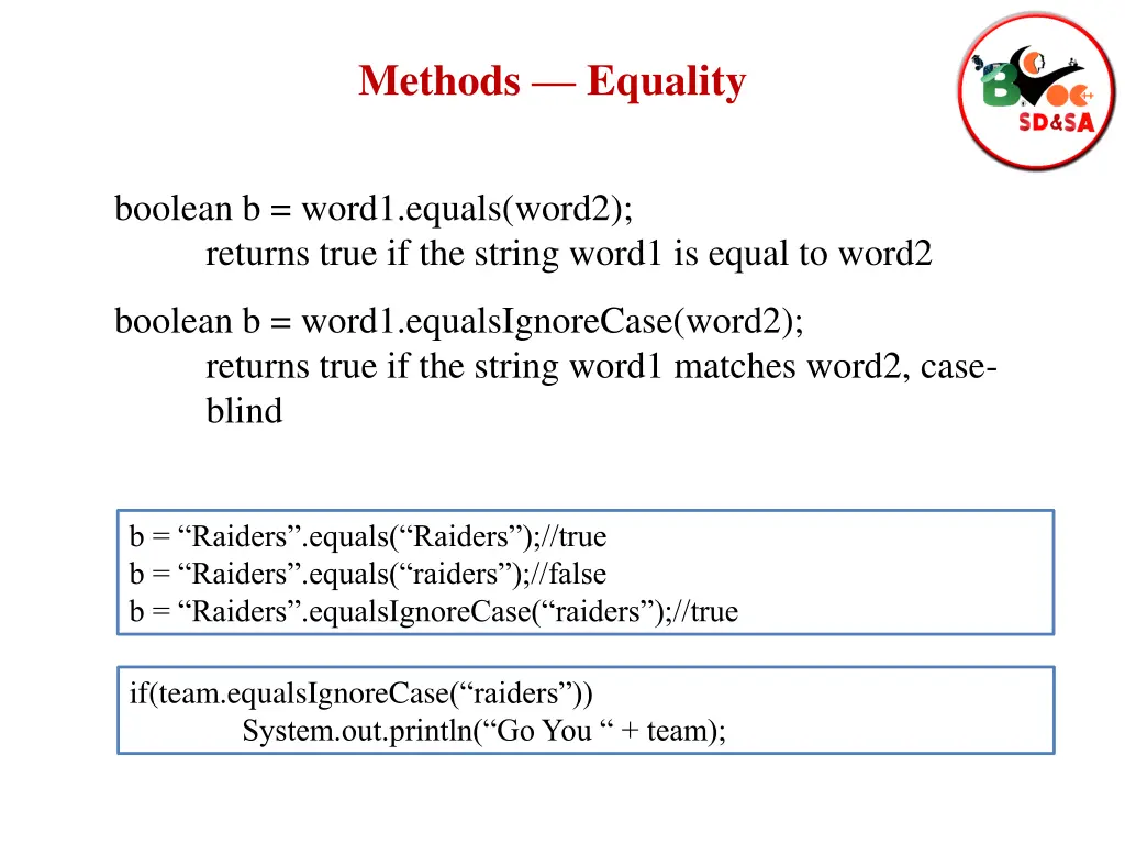 methods equality